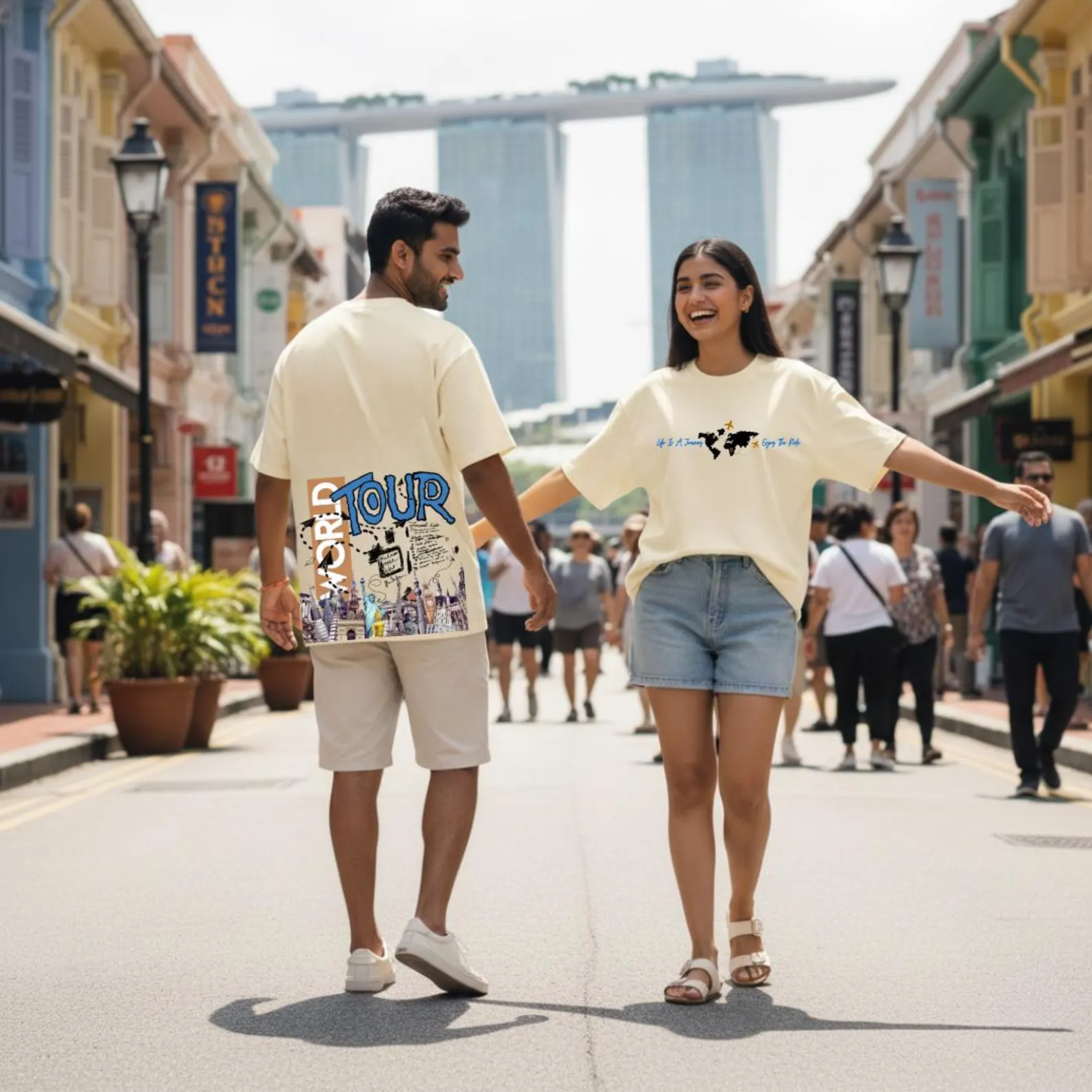 World Tour Graphic T-Shirt | Travel Collage Adventure Streetwear Tee | vacation t-shirt
